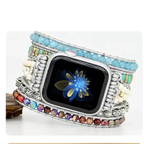 Pulseira Bohemia Apple Watch Ultra Band 49mm 44mm 45mm 41mm 42mm 38 Handmade Natural Beads Bracelet Iwatch Series 8 7 6 Se 5 3