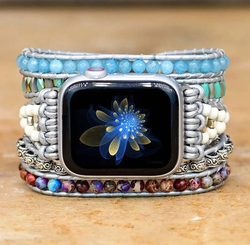 Pulseira Bohemia Apple Watch Ultra Band 49mm 44mm 45mm 41mm 42mm 38 Handmade Natural Beads Bracelet Iwatch Series 8 7 6 Se 5 3