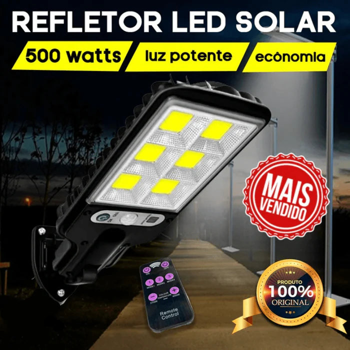 Refletor Solar de Led Com Sensor de Presença e Controle Remoto