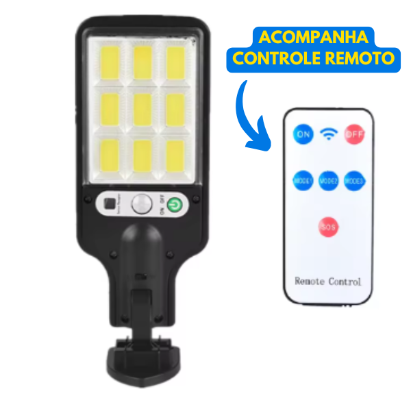 Refletor Solar de Led Com Sensor de Presença e Controle Remoto