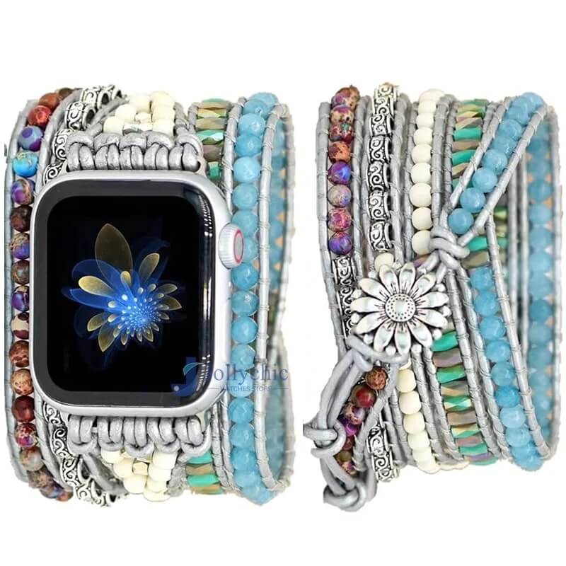 Pulseira Bohemia Apple Watch Ultra Band 49mm 44mm 45mm 41mm 42mm 38 Handmade Natural Beads Bracelet Iwatch Series 8 7 6 Se 5 3