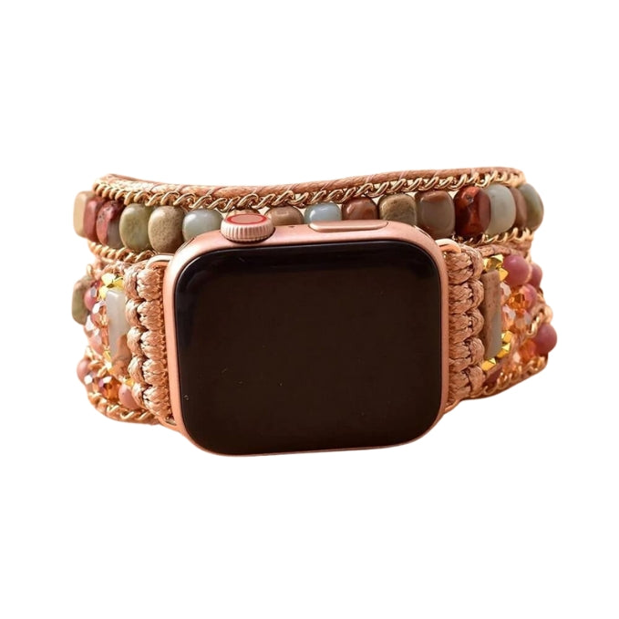 Pulseira Bohemia para Apple Watch Ultra Band 49mm 44mm 45mm 41mm 42mm 38 Handmade Natural Beads Bracelet Iwatch Series 8 7 6 Se 5 3