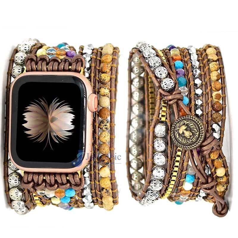 Pulseira Bohemia  Apple Watch Ultra Band 49mm 44mm 45mm 41mm 42mm 38 Handmade Natural Beads Bracelet Iwatch Series 8 7 6 Se 5 3